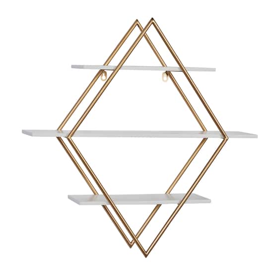 20" Gold Wood Glam Wall Shelf Set